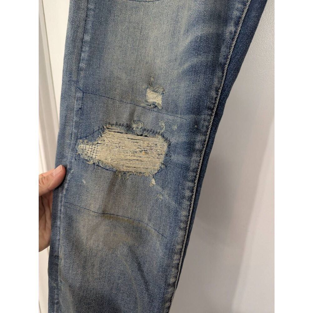 Anthropologie Pilcro‎ Relaxed Straight Fit Patchwork Jeans women's 27 distressed - Picture 3 of 10
